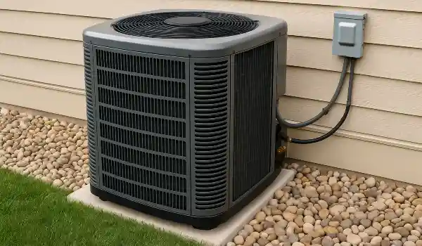 a brand new AC unit outside on a concrete slab from Air Conditioning Repair West Lake in West Lake Hills, TX - Air Conditioner Tune Up