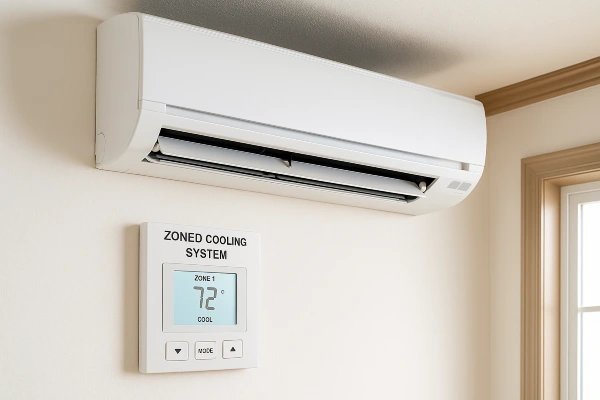 a mini split AC unit mounted on a wall and the thermostat below it from Air Conditioning Repair West Lake in West Lake Hills, TX - Air Conditioner Tune Up a mini split AC unit mounted on a wall and the thermostat below it from Air Conditioning Repair West Lake in West Lake Hills, TX - Air Conditioner Tune Up