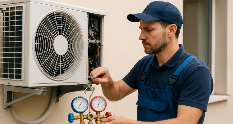 a male air conditioning technician checking an ac unit from Air Conditioning Repair West Lake in West Lake Hills, TX Air Conditioning Technician near me