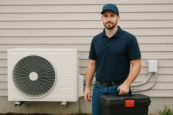 a male air conditioning technician looking straight at the camera from Air Conditioning Repair West Lake in West Lake Hills, TX  Air Conditioning Technician near me