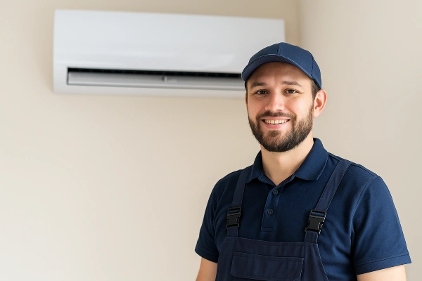 an air conditioning technician smiling at the camera from Air Conditioning Repair West Lake in Cedar Park, TX - Cedar Park TX