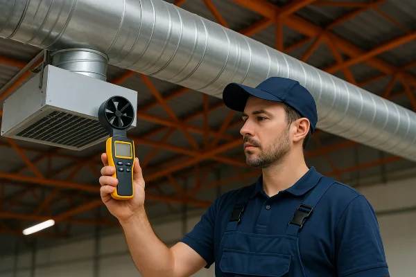 an air conditioning technician holding a wireless temperature meter to check a vent temperature from Air Conditioning Repair West Lake in Leander, TX - Leander TX an air conditioning technician holding a wireless temperature meter to check a vent temperature from Air Conditioning Repair West Lake in Leander, TX - Leander TX