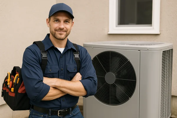 a male hvac technician with a tool bag smiling at the camera from Air Conditioning Repair West Lake in West Lake Hills, TX - Mini Split Ac Installation a male hvac technician with a tool bag smiling at the camera from Air Conditioning Repair West Lake in West Lake Hills, TX - Mini Split Ac Installation